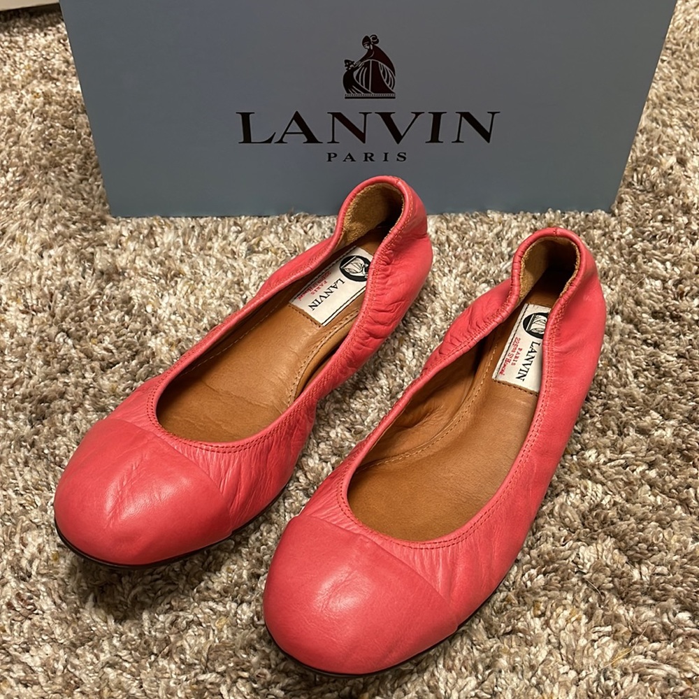 Lanvin Leather Ballet Flats with Removable Toe Ornaments